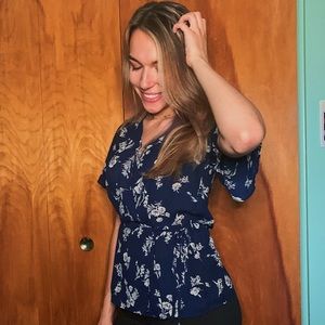 Flower Print short sleeve Shirt with Tie